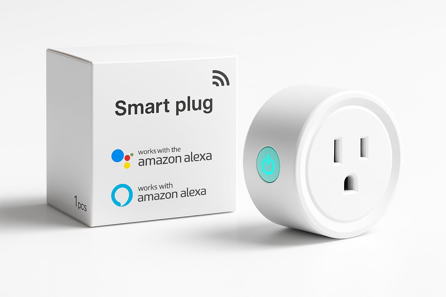 Smart WiFi Plug Compatible with Alexa Google Home White Wireless Remote Control Outlet App Control Voice Control