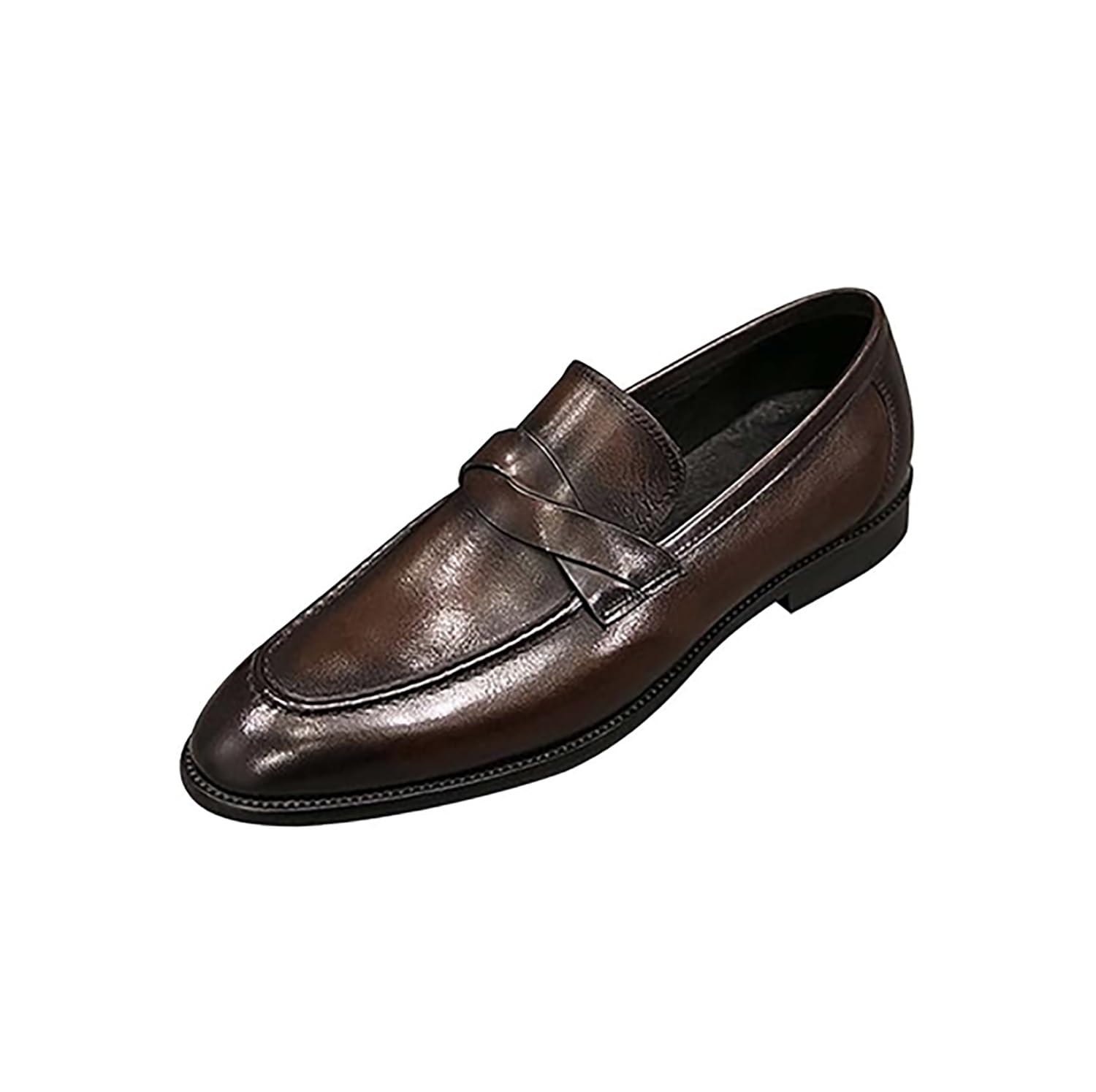 Mocasines de piel sintética con cordones for hombre, zapatos de vestir con punta puntiaguda y tacón plano for negocios, oficina y ropa informal.