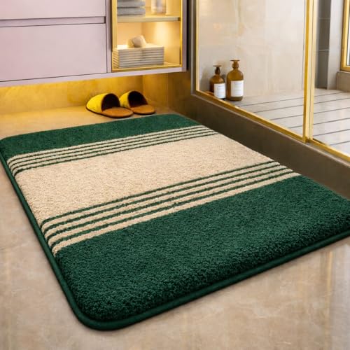 Image of How Nice Door Mat for Bedroom,Bathroom,Kitchen,Home,Entrance,Room Mats,Foot Matt,Floor mat,Main Door,Rug Non Slip Mats,Door Mate,Floor Mat Soft Door Mat,Door Matt (Stripe Mat Beige Green)