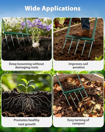 Herramienta Broadfork para Jardín de 5 Púas, Manual con Mango Ergonómico de 58 Pulgadas miniatura 6