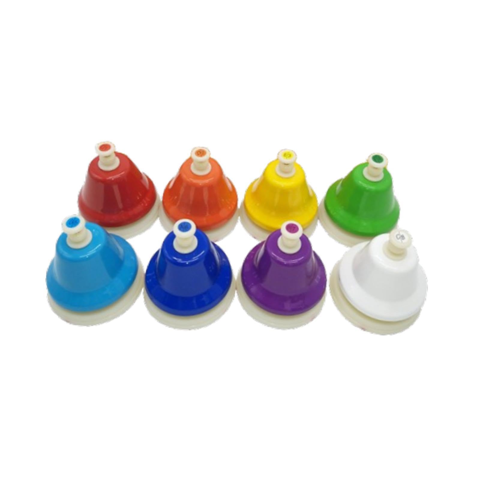 Oshhni Los niños juegan campanas de escritorio, campanas de manos, juguete de aprendizaje diatónico de mano, coloridos hojas musicales, 8 notas, regalos de