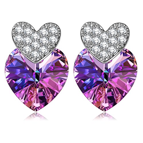 J. RENEÉ Boucle d'oreille Femme Coeur, avec Cristaux de Swarovski, bijoux femme