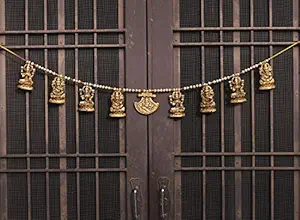 Collectible India Metal Laxmi Ganesha Bandarwal Toran for Main Door - Toran for door latest Fancy / toran for pooja room Mandir / Main Door room / Ethnic Bandarwal Shubh Labh Wall Hangings - Diwali Decoration Items for Home - Decorative Ganesha Wall HanginG