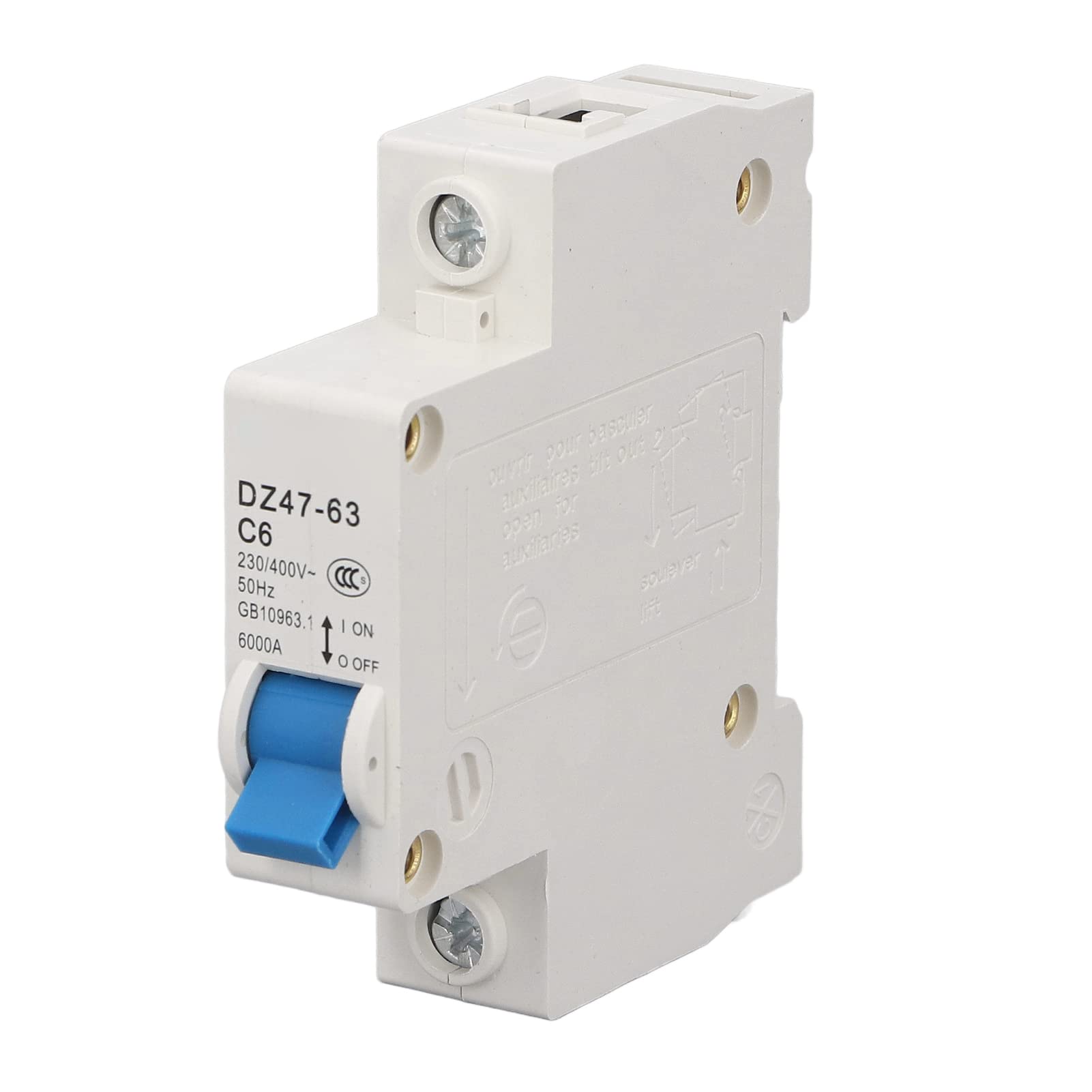 IEUMJNAT Mini Circuit Breaker, 1P DIN Rail Mount Pa66 Shell Circuits Breakers 6000A Breaking Capacity for Home