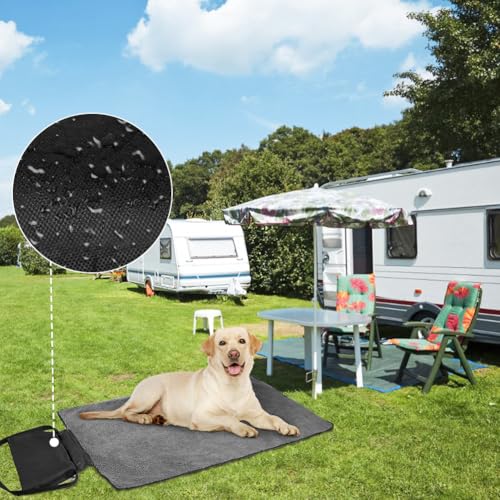 Adiwo Faltbare wasserdichte Haustier Decke, 100 x 70cm Camping Decke Hund Katze Mat Wärmende Hundedecke mit Tasche Hundebett Hundematte Hundedecken für Outdoor Innen Reisedecke für Haustier(Schwarz)