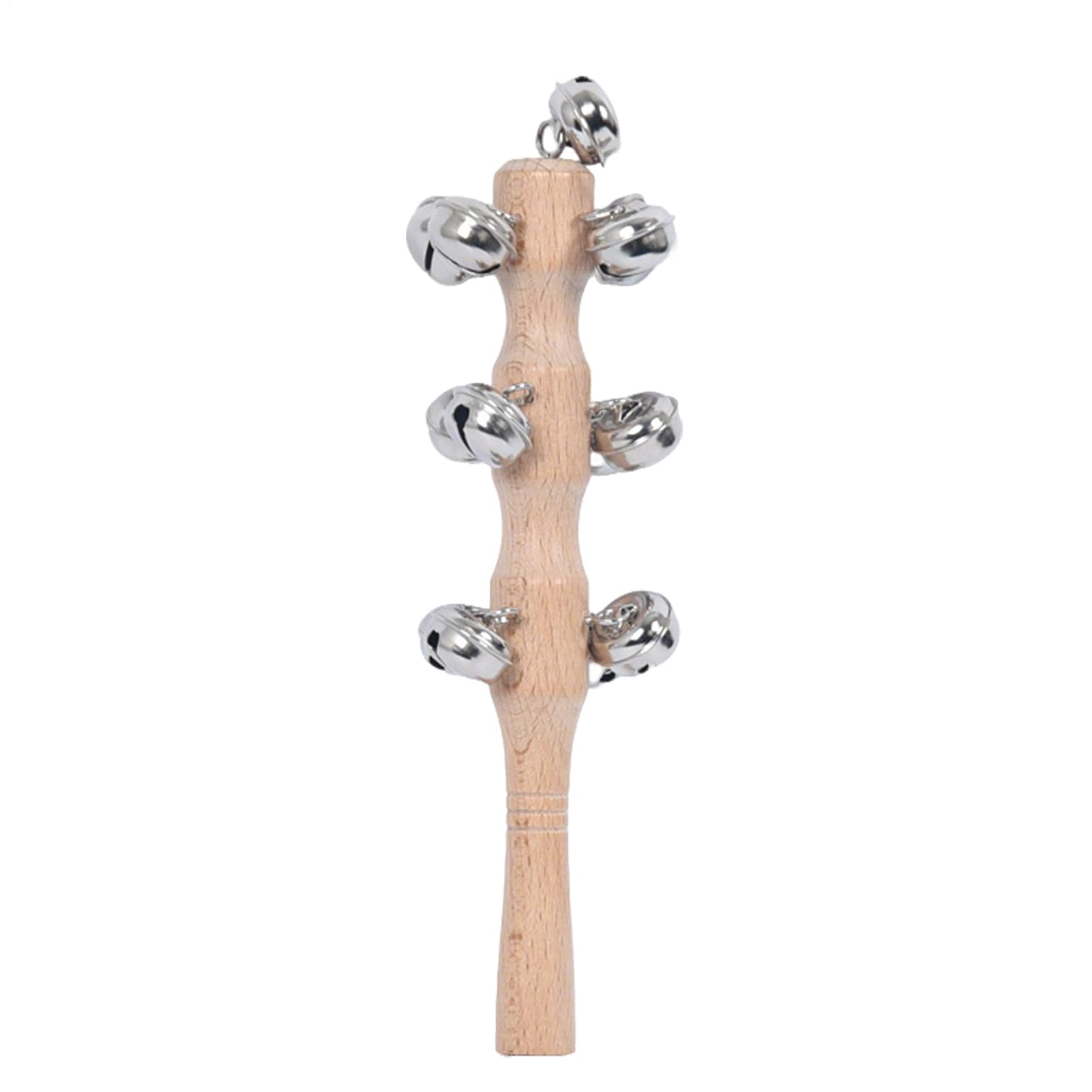 Jingle Stick, hölzerne Jingle Handglocken - Percussion Rassle Musical Shaker Toy - Bells bleiben mit Holzgriff für Tanzkonzerte Bühnenbildgeburtstag