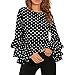 goodsatar-moda-de-las-mujeres-manga-de-campana-camisa-suelta-del-lunar-senoras-casual-blusa-tops-2xl-negro