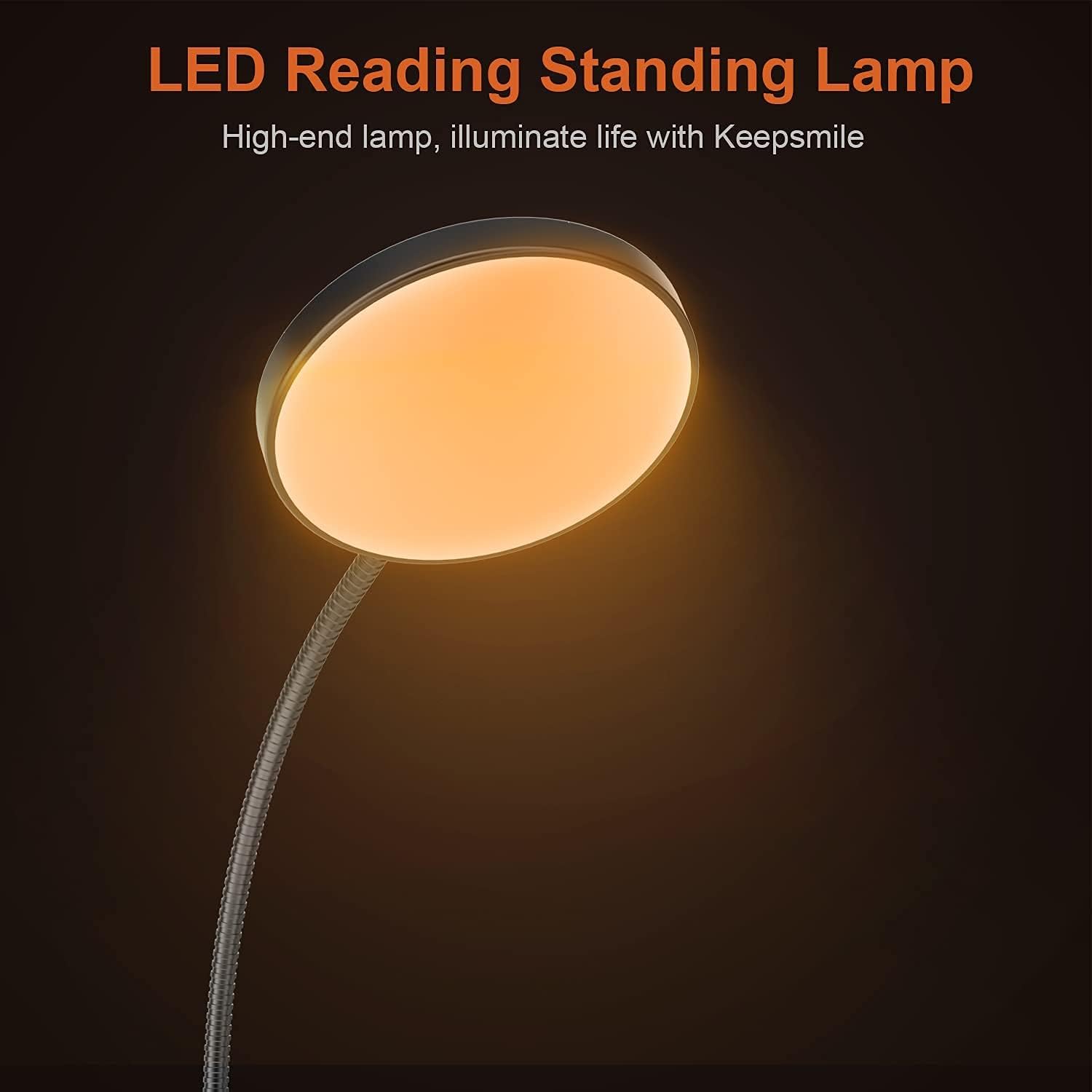 Keepsmile LED Floor Lamp with Touch and Remote Control 4 Color Standing Lamp with Stepless Dimmer Memorable Led Lamp Adjustable Gooseneck Reading Floor Lamps for Bedrooms, Living Room and Office