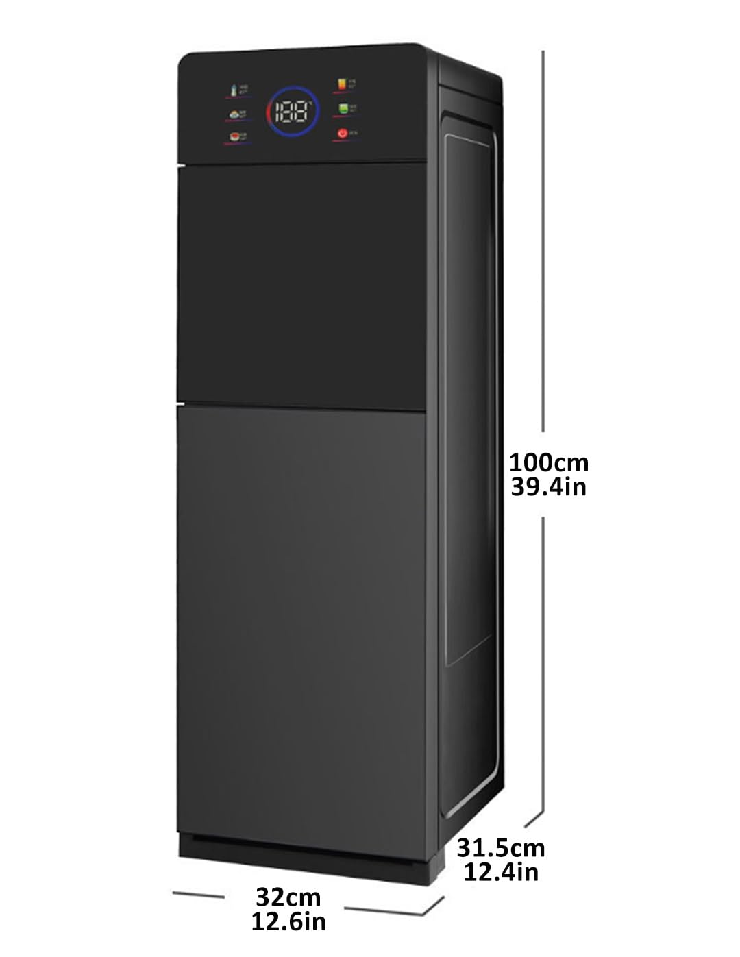 5-Gallonen-Wasserspender Mit Bodenbefüllung, Tür Aus Gehärtetem Glas Und Intelligentem Touchscreen, 5-Temperatur-Einstellung (heiß/kalt/Raum), For Zuhause Und Büro
