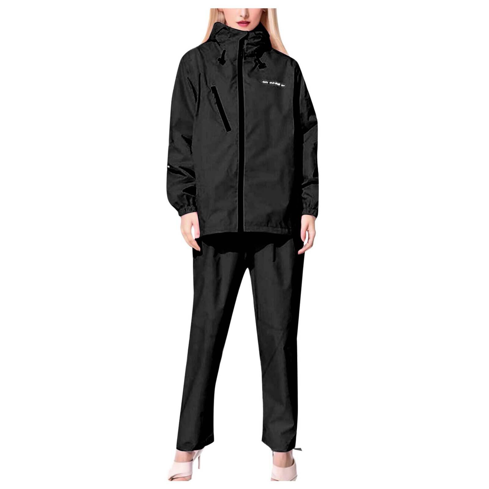 Wasserdichte Jacke/Hosenanzug Damen Outdoor Regenmantel Winddicht Jacke Outdoor-Bergsteigen Klettern Sport Set Regenanzug Reißverschluss Regenjacke Regenhose Wasserdichter Anzug