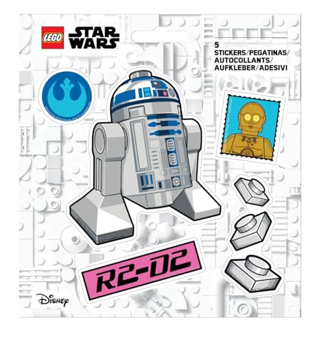 Image of LEGO Star Wars Sticker - R2D2 (53762), 5 Stickers, 1 Sheet, for Water Bottle, Laptop, Notebook