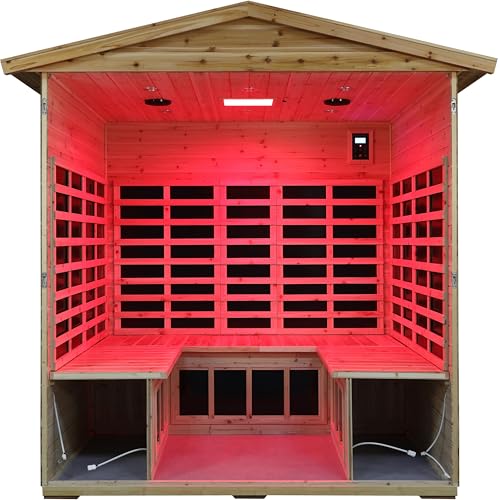 Image of LTCCDSS Full Spectrum Outdoor Sauna 5 Person, Folding Lounge Chair, Far Infrared Low EMF Sauna Room for Home, Chromotherapys | Bluetooth Speakers | Canadian Hemlock | 81.1 * 60.6 * 83.5 in
