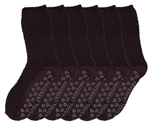 Image of Different Touch 6 Pairs Men's Women Soft Winter Cozy Fuzzy Slipper Socks, Soft Hospital Lounge Crew Socks