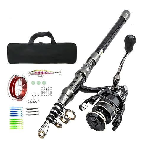 RTFJVXVZ Black Lure Rod Set for Sea Fishing Complete of Rods