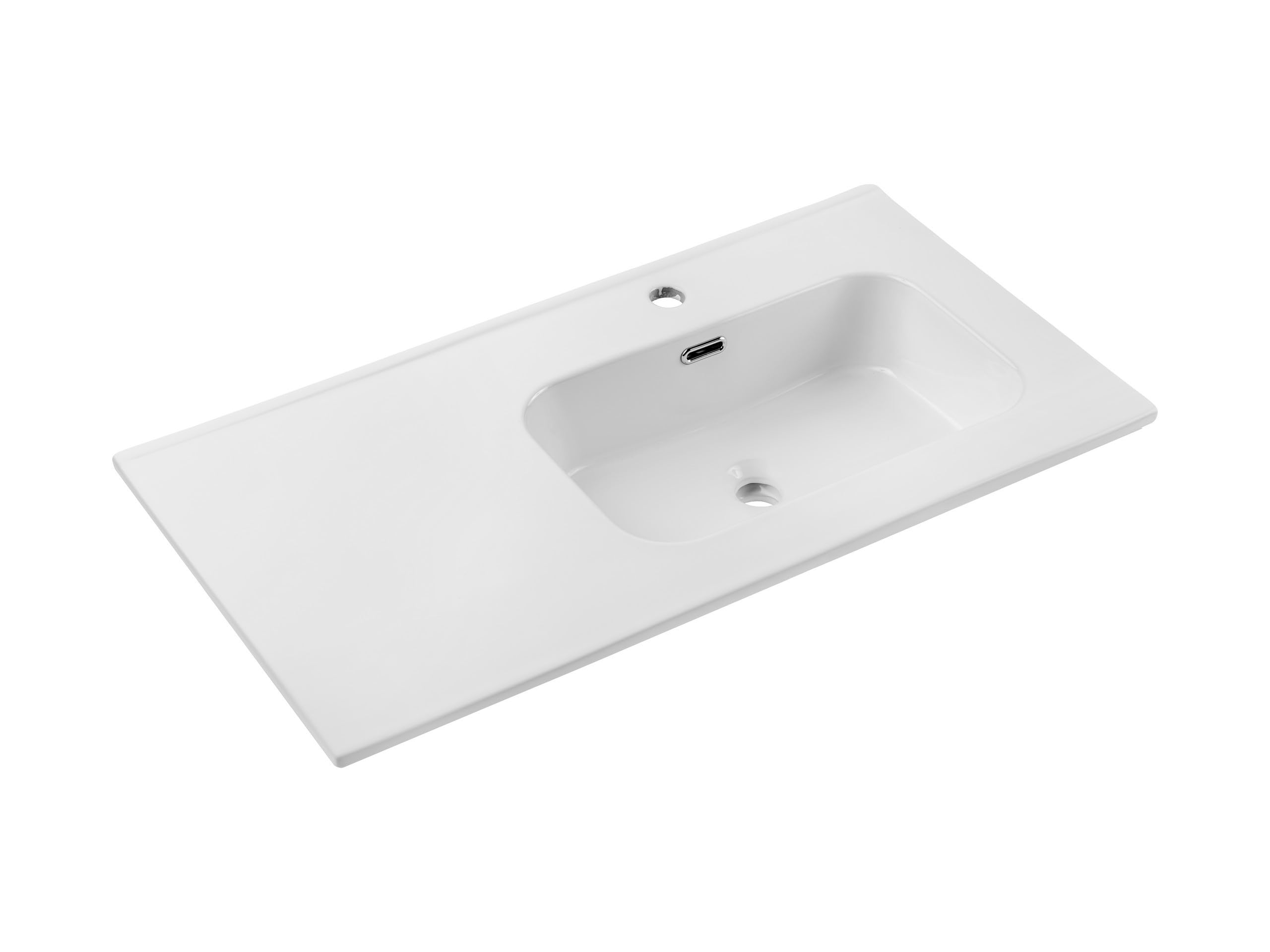 Vasque à Encastrer En Céramique Blanche Côté Droit L 90 X P 46 Cm
