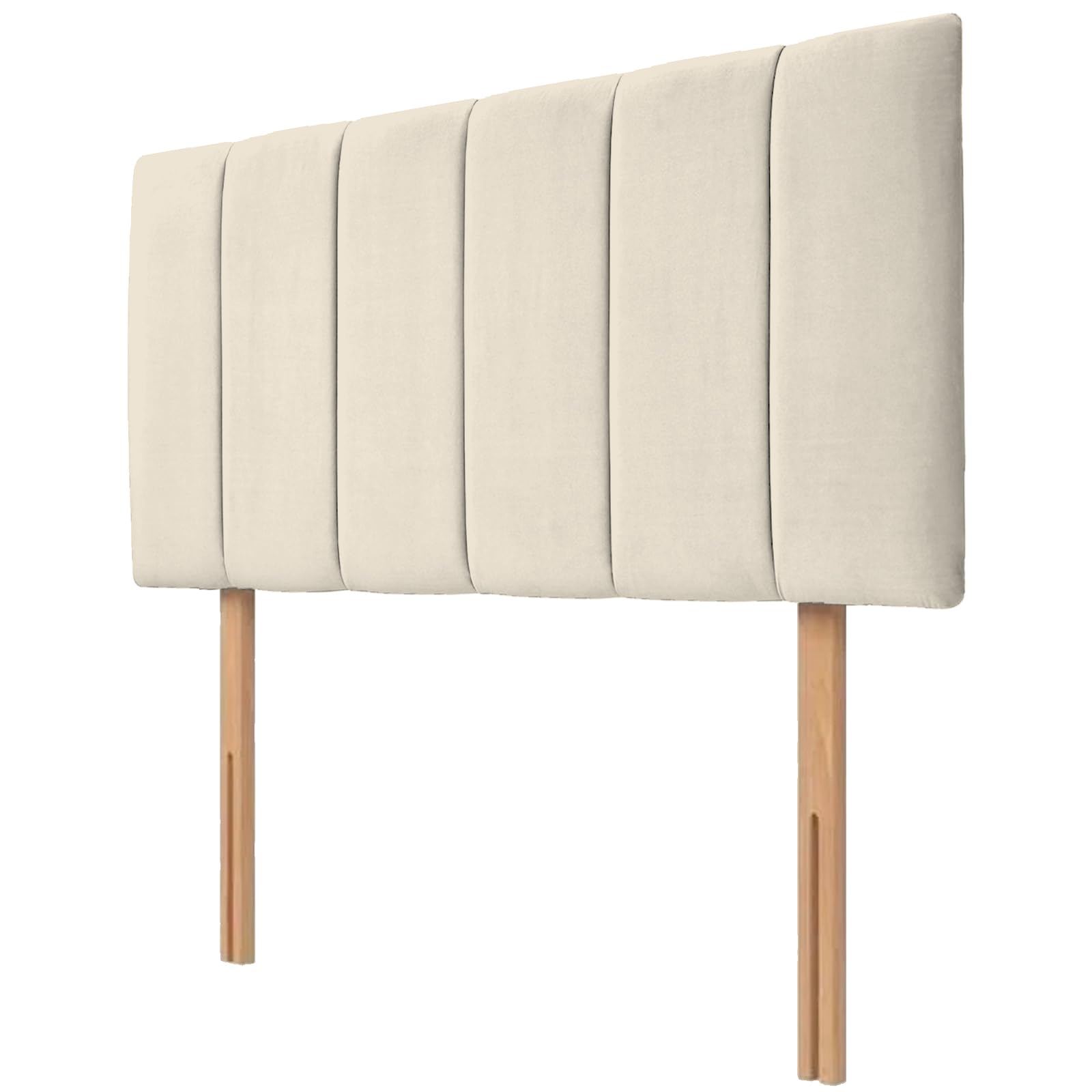 Kiswa collection Lined Bed Headboard | Plush Velvet Upholstered Headboard 20’’ Height | Extra Padded Lined with Wooden Struts for Divan Beds, Bedroom Furniture (Cream, 4ft Small Double)