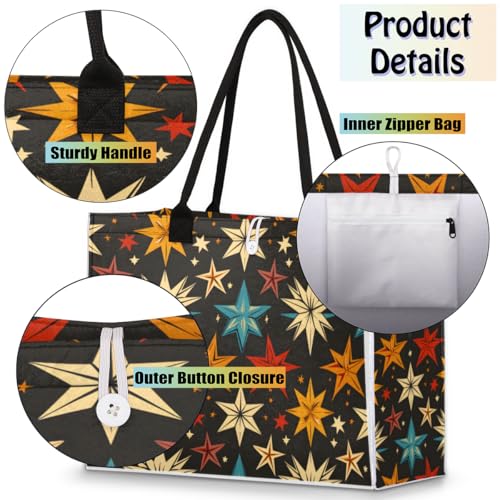Big Stars Colored Tote Bag for Women Large Beach Bag Reusable Tote Bags for Work Travel Beach Shopping4