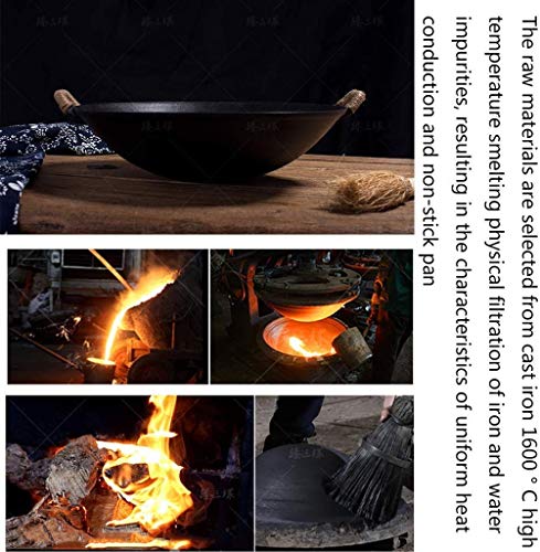 Wok de hierro fundido con asas 42 cm miniatura 5