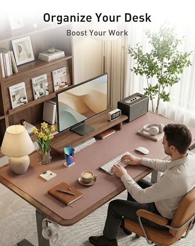 Image of Aothia Faux Leather Desk Mat - Large Mouse Pad, Non-Slip PU Leather Blotter, Waterproof Writing Surface for Office and Home (Dark Pink, 40 inch x 24 inch)