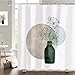 Produktbild SULATE Duschvorhang GrüNe Pflanze Duschvorhang 240x200 cm aus Polyester Waschbar Textil Stoff Blickdicht Bad Vorhang für Badewanne Dusche Badezimmer mit Duschvorhang Ringe