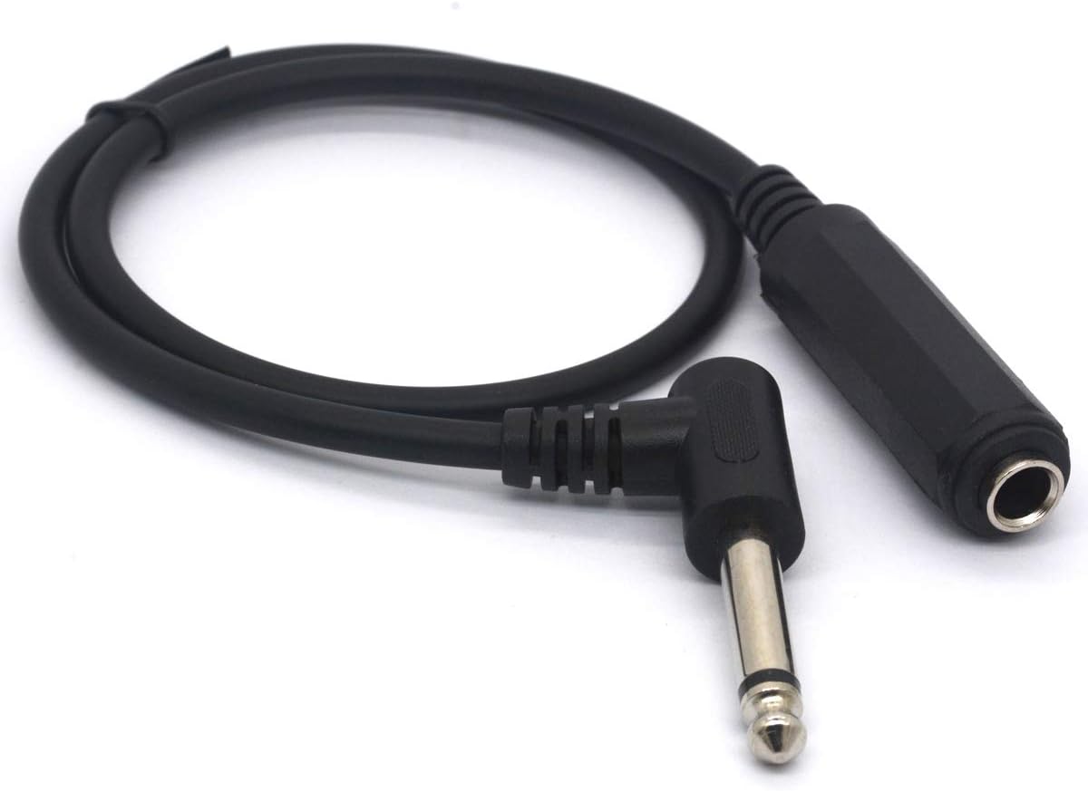 HTGuoji Right Angle 6.35 Male to Female 1/4 Stereo TRS Headphone Extension Cable for Guitar, AMP, Synthesis, Amp, Speaker, Piano (Mono Channel)