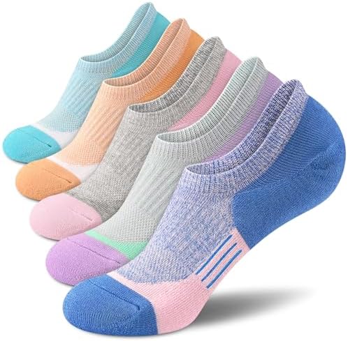 No Show Socks - Athletic Running Thick Cushioned Socks (5 Pairs)