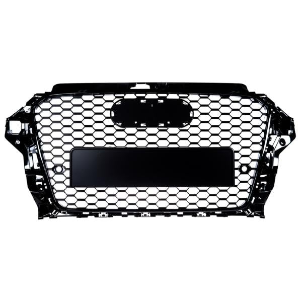 Grille de radiateur/calandre sport compatible avec Audi A3 8V 12-16 Noir brillant en design nid d'abeille