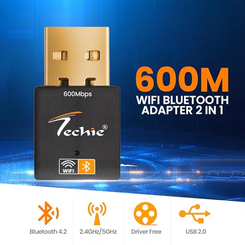 Image of Techie USB Wi-Fi Adapter 600Mbps with Bluetooth 4.2 Dual Band USB 2.0