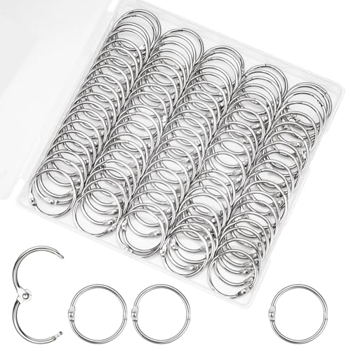 Image of OWLKELA 100Pcs Inch Binder Rings 1inch, Loose Leaf Metal Rings for Cards & Documents, Nickel Plated Steel Clip & Key Rings