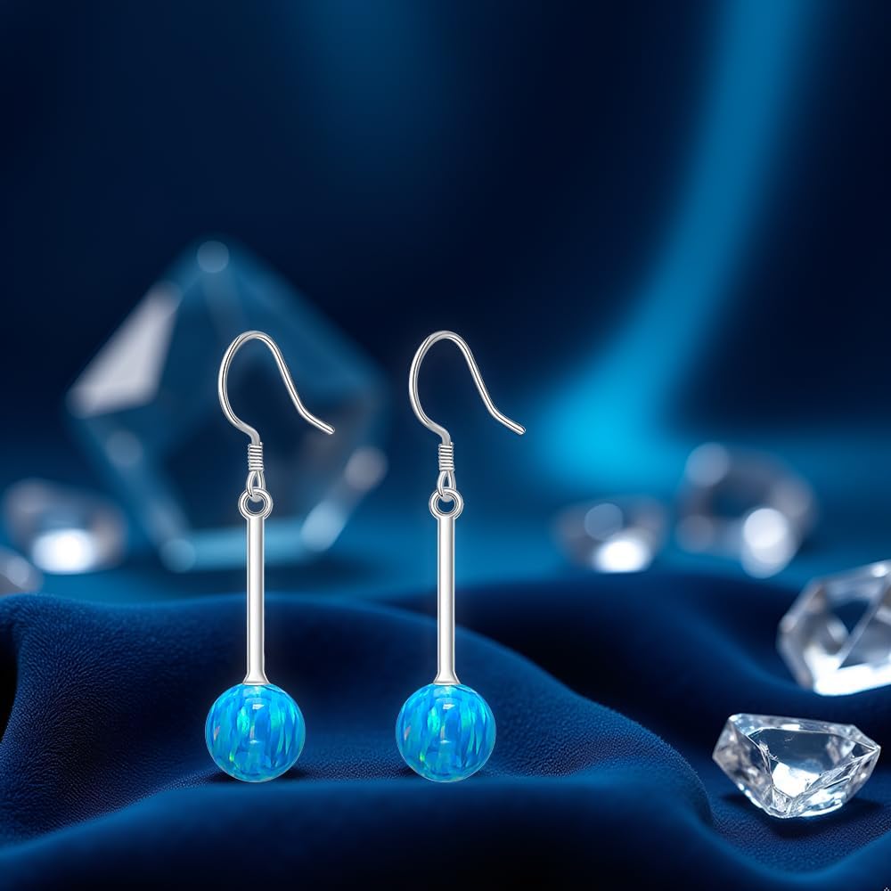 Opal Earrings for Women 925 Sterling Silver Elegant Dangle Drop Earrings Opal Jewelry Gifts for Women Mothers Day Gifts - Image 5