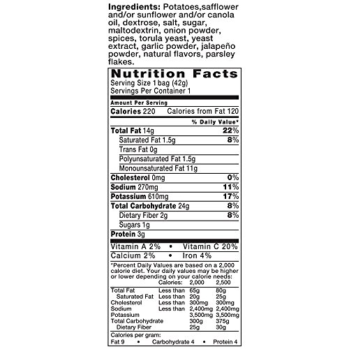 Image of Kettle Brand Potato Chips, Jalapeno, Single-Serve 1.5 Ounce Bags (Pack of 64)