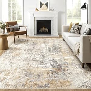 Area Rugs 9×12 Living Room: Washable Large Abstract Modern Soft Rugs Stain Resistant Indoor Floor Non Slip Accent Carpet for Bedroom Nursery Playroom Office Dining Room Dorm Home Decor- Gray Gold