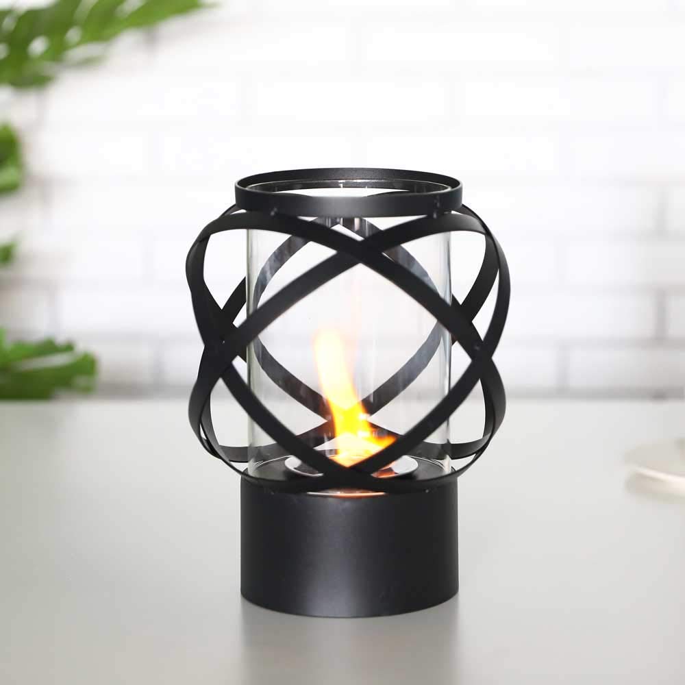 JHY Design Round Tabletop Bioethanol Fireplace, Fire Pot with Cylinder