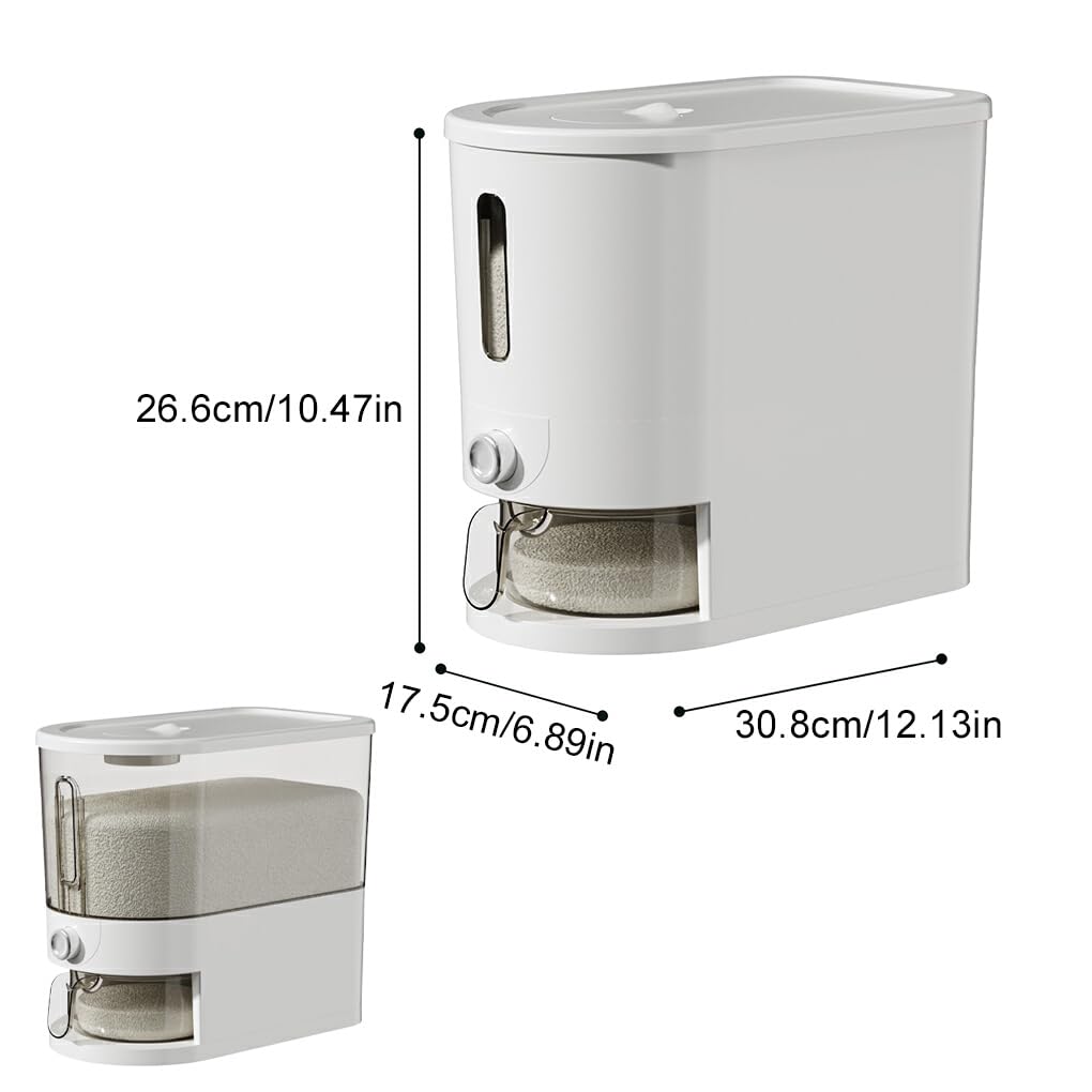 Reisbehälter mit großer Kapazität und nahtloser Aufbewahrung aus PP Kunststoff, transparenter, abnehmbarer Reisspender aus ABS, Typ+1【5kg】