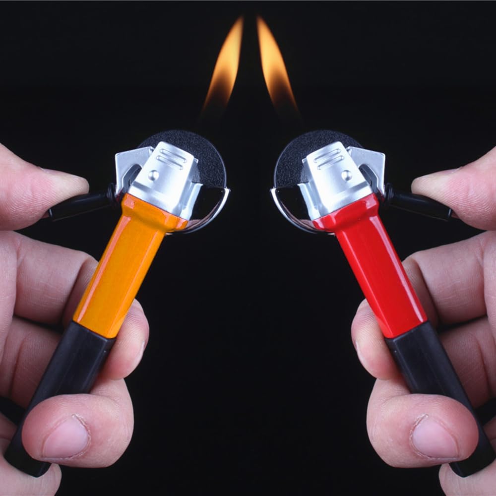 2 Pack Orange Red Cool,Butane Jet Torch Lighter,Refillable Windproof Flame Torch Lighters,Adjustable,Long,BBQ Candles Camping (No Gas)