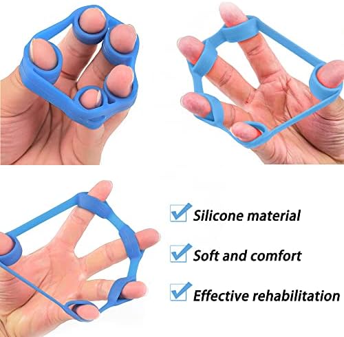 DFsucces 2-piece Set Finger Strength Trainer 1 Pcs Adjustable Counting R-type Spring Grip and 1 Pcs Silicone Finger Stretcher for Rehabilitation Training, Athletes, Musicians, Daily Decompression