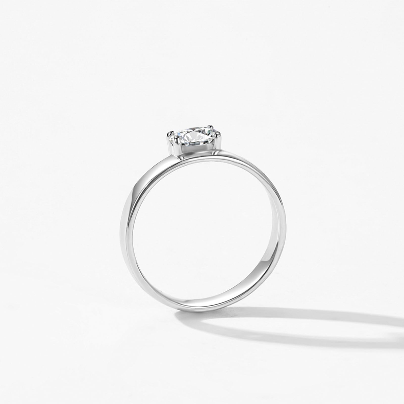 Anillo de oro blanco, diamante cultivado en laboratorio de 0,5 quilates, anillos de compromiso, anillos de oro auténtico, alianzas solitarias para mujer