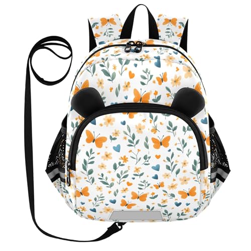 Butterfly Flowers Leaves Toddler Backpack for Girls Boys,Preschool Kindergarten Backpack Kids Backpacks B0403712