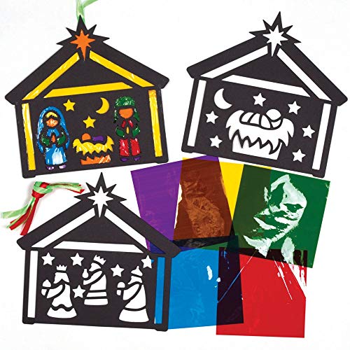 Buy 2 get 3 Baker Ross AT145 Nativity Stained Glass Ornament Kits - Pack Of 6, Christmas Arts And Crafts for Kids