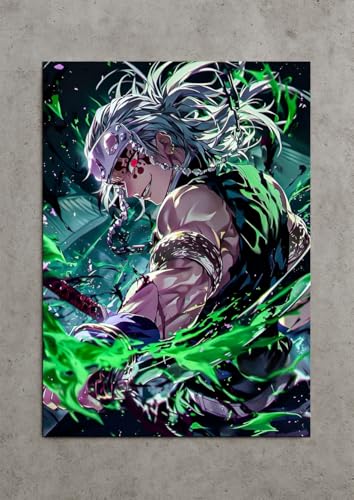 Image of NIJUKA Anime Printed A4 Size Metal sheet Poster For Home And Room Decoration | For Anime Art Fans Boys And Girls (Uzui Sound Hashira)