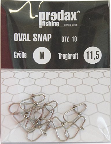 Predax Oval Egg Snap - 10 Snaps für Raubfischvorfächer, Einhänger für Kunstköder wie Wobbler, Jerkbaits, Gummifische, Blinker, Spinner, Größe/Tragkraft:Gr. XS / 7.5kg Cover