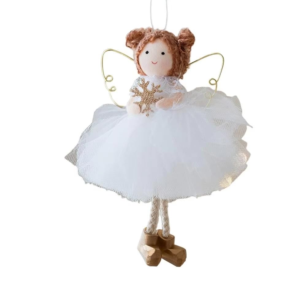 UDSKNV[KSL Christmas Tree Angel Girl Ornament Tulle Skirt Seasonal Decor Christmas Golden-Wing Ornaments for LivingRoom C