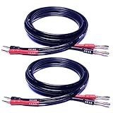 CESS-119-6f Banana Plug to Pin Type Plug 12AWG 680 Strand Count Super Soft Silicone Wire Speaker Cable, 2-Channel (6 Feet)