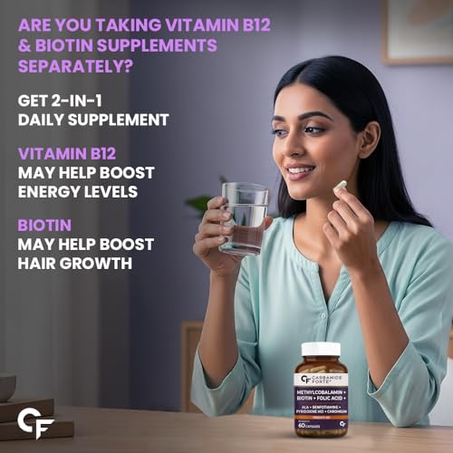 Image of Carbamide Forte Vitamin B12 Supplement with added Biotin | B12 Supplement for Men&Women | Methylcobalamin 1500mcg with Biotin 5000mcg - 60 Capsules(Pack of 3)