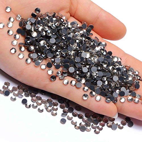 Image of 1500 Pieces Hot Fix Glass Flatback Rhinestones HotFix Round Crystal Gems (Black Diamond, SS16)