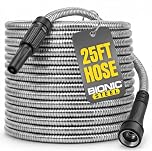 Bionic Steel Metal Garden Hose 25 Ft, Rust Proof 304 Stainless Steel Water Hose with Brass Fittings, Flexible & Heavy Duty Hose, Lightweight, Kink Free, Tuyau Arrosage - 2025 Model