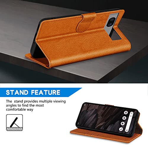 Image of ZZXX for Google Pixel 7a Wallet Case Magnetic Closure 6.1 inch,Brown