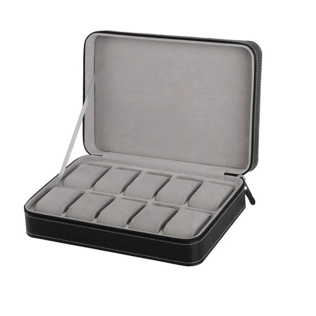 DFHEsdfD Watch boxes, Portable Watch Box Storage PU Leather With Zipper Lattice Multi-function Bracelet Display Cabinet