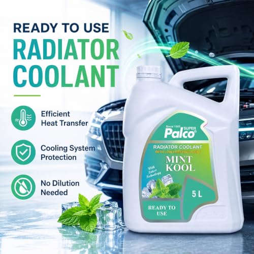 Image of PALCO MINT KOOL Radiator Coolant Ready to Use for Petrol Diesel Engines Cars, Jeep, Commercial Water as a Cooling Medium Vehicles| Ethylene Glycol Based Coolant| Nitrite Amine free 5Litre (Pack 3)