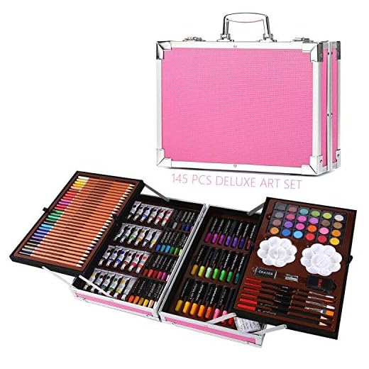H & B Juego de 145 Piezas de Arte de Lujo, Juego de Dibujo y Pintura, Suministros de Equipo de Arte en Caja de Aluminio portátil, Kit de Arte Profesional para niños, Adolescentes y Adultos
